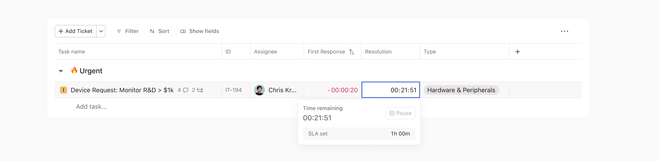 Timer fields